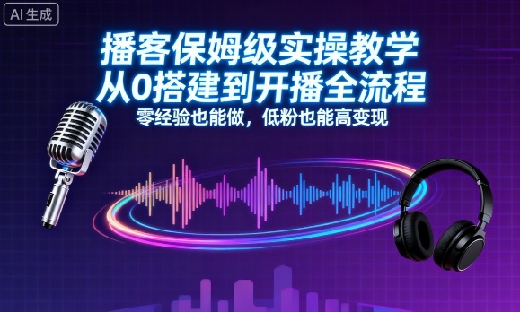 播客保姆级实操教学，从0搭建到开播全流程，零经验也能做，低粉也能高变现-招财吧