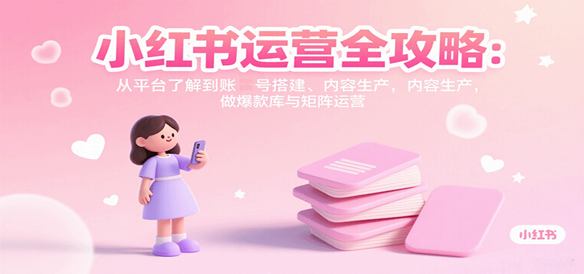小红书运营全攻略：从平台了解到账号搭建、内容生产，做爆款库与矩阵运营-招财吧