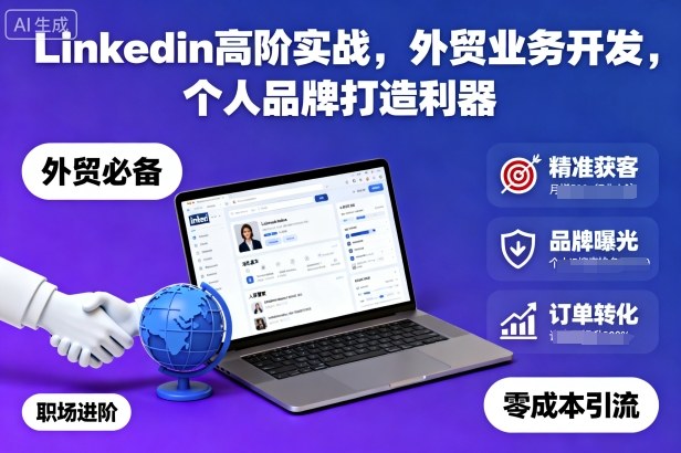 Linkedin高阶实战，外贸业务开发，个人品牌打造利器-招财吧
