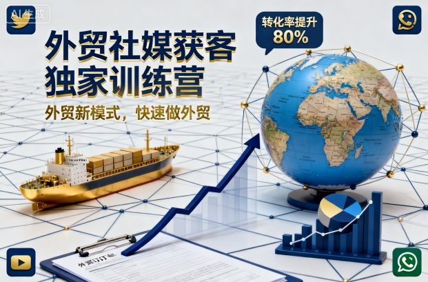 外贸社媒获客独家训练营，外贸新模式，快速做外贸-招财吧