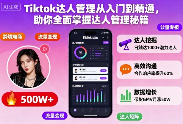 Tiktok达人管理从入门到精通，助你全面掌握达人管理秘籍-招财吧