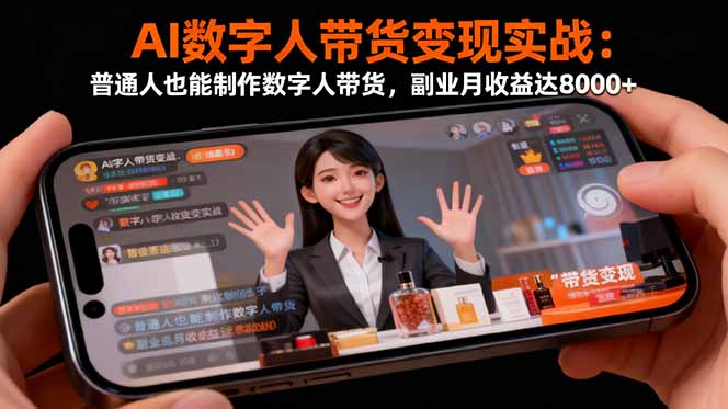 AI数字人带货变现实战：普通人也能制作数字人带货，副业月收益达8000+-招财吧