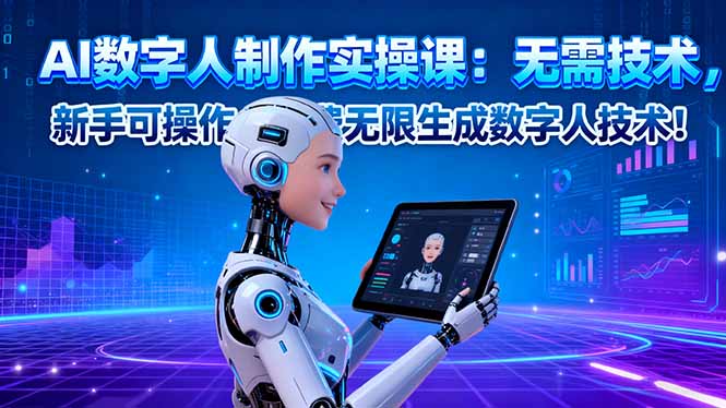 AI数字人制作实操课：无需技术，新手可操作，免费无限生成数字人技术！-招财吧