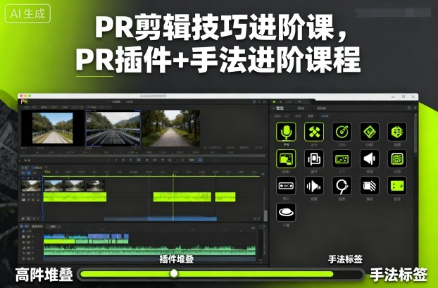 PR剪辑技巧进阶课，PR插件+手法进阶课程-招财吧