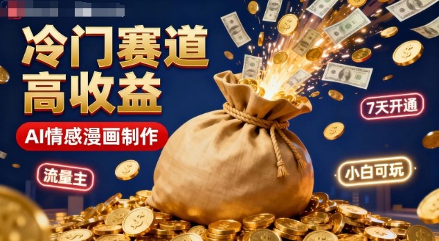 公众号冷门赛道，用AI做情感漫画，7天开通流量主，操作简单，小白可玩-招财吧
