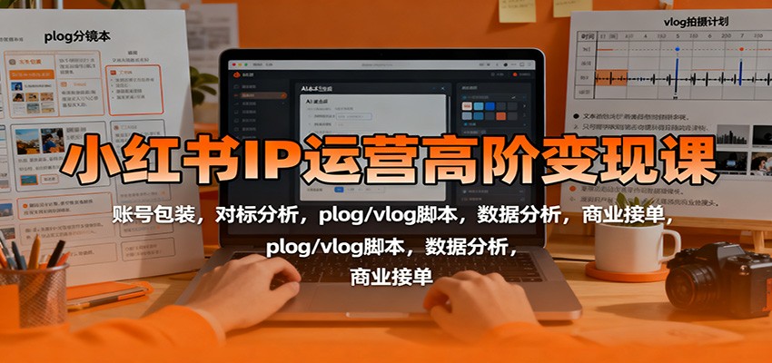 小红书IP运营高阶变现课：账号包装，对标分析，plog/vlog脚本，数据分析，商业接单-招财吧