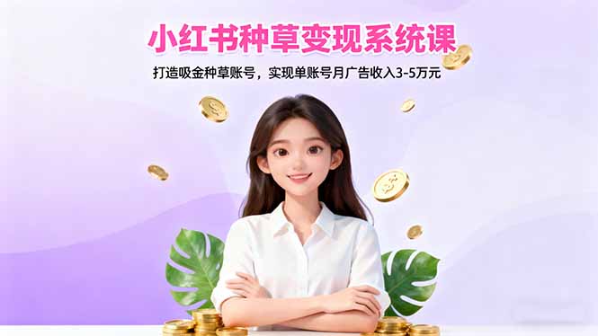 小红书种草变现系统课：打造吸金种草账号，实现单账号月广告收入3-5万元-招财吧