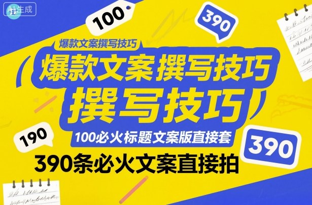 爆款文案撰写技巧，100个必火标题文案模版直接套，390条必火文案直接拍-招财吧