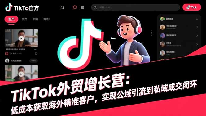 TikTok外贸增长营：低成本获取海外精准客户，实现公域引流到私域成交闭环-招财吧